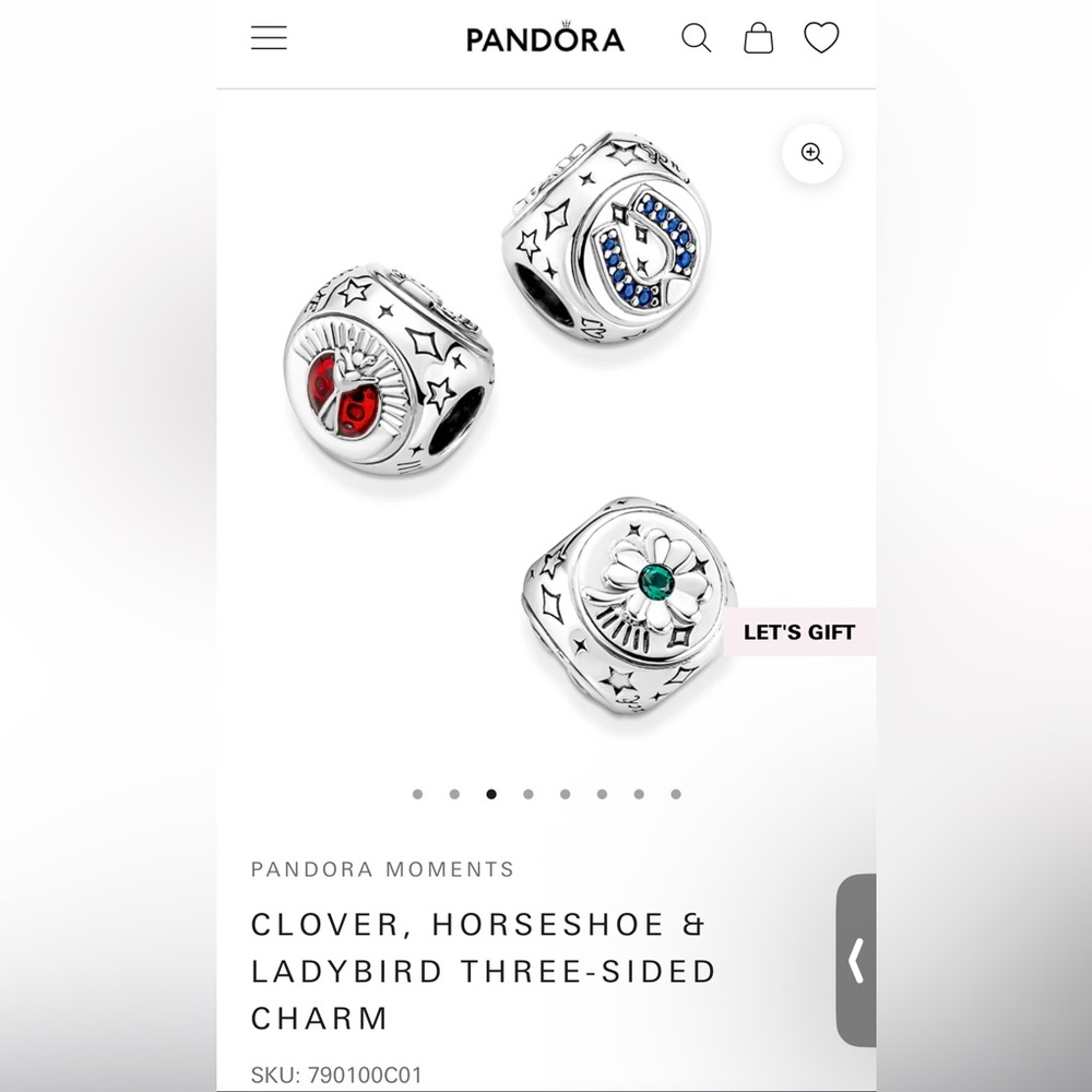 Pandora Clover, Horseshoe, Ladybug Charm-1 charm